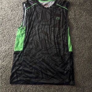 Men's Black and Green Tank Top
